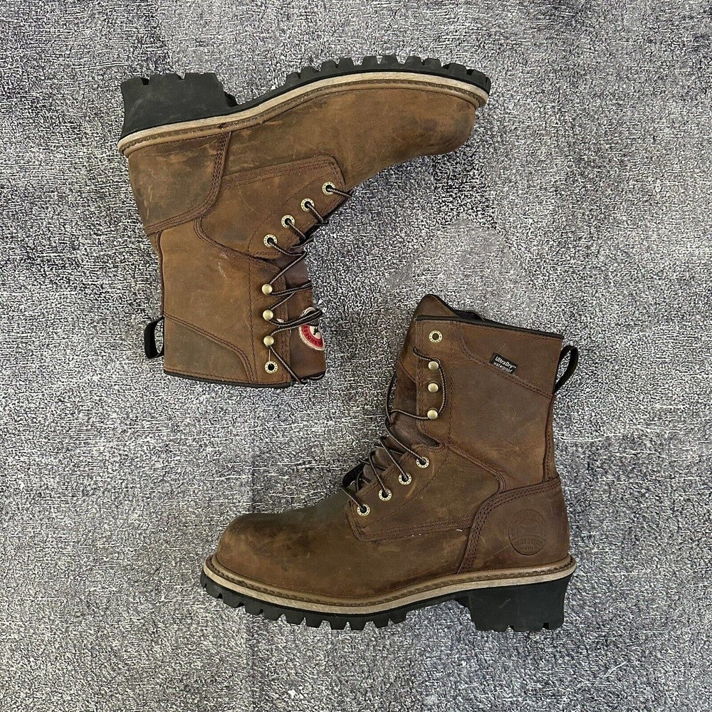 Mens Red Wing Shoes Irish Setter Mesabi 8" Waterproof Leather Logger Boot Sz 8.5